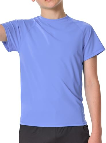 Jungen UV Shirt Rashguard UPF 50+ Schwimmshirt Kinder Badeshirt Rundkragen Bademode Trocknend (Mittelblau,5-6 Jahre)