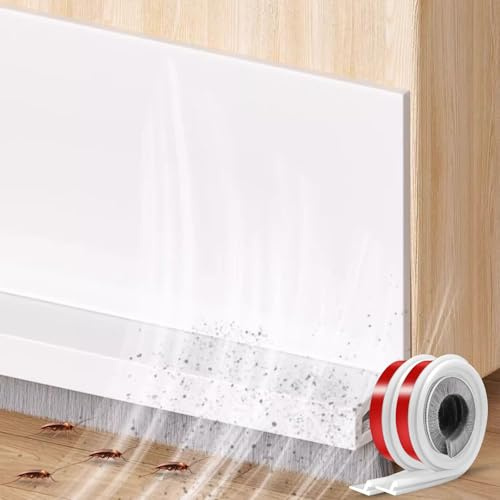 2 Stück 100 cm Türdichtung Selbstklebend, Bürstendichtung Selbstklebend Türbodendichtung Bürste Türbesen mit Dichtungsband Türdichtung Unten für Insektenschutz Kälteschutz Staubschutz(Weiß)