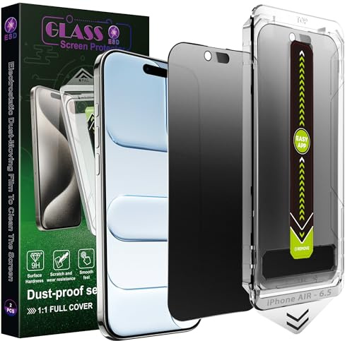 SY SHANGYAN 2-Pack Matte Privacy Anti-Spy Screen Protector for iPhone Air (6.5), 9H Tempered Glass, Anti-Glare, Full Coverage, Anti-Fingerprint, Auto Dust Removal, Bubble-Free
