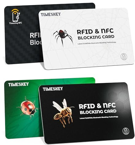 4X RFID Blocker Karte NFC Blocker Karte Schutzkarte gegen Datenklau Ultradünne RFID Blocker Card - zum Schutz vor Datendiebstahl/Kartenschutz/NFC Schutz