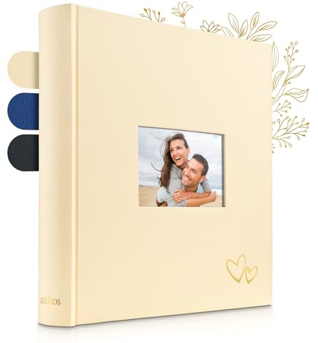 ZEITLOOS® Fotoalbum zum Selbstgestalten - Kraftpapier & Fenster - 600 Fotos | Wunderschönes Design mit schützenden Trennblättern - Fotobuch zum Einkleben 31x32cm - 100 Seiten - Hochzeitsalbum & Geschenk