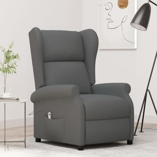 Runheo Ohrensessel mit Liegefunktion, Elektrisch, Dunkelgrau Stoff, Verstellbar, Bequemer Relaxsessel für Wohnzimmer, Schlafzimmer, Büro