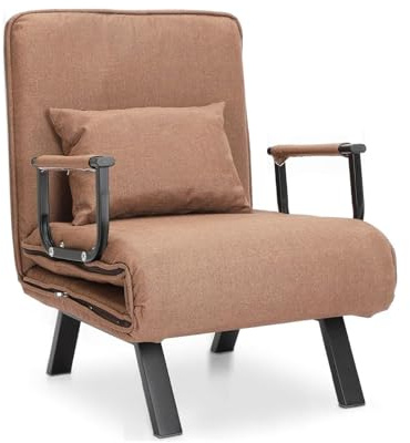 GREENSAPPIRE Schlafsessel 4 in 1 mit Bettfunktion Klappsessel Sofabett Schlafsofa Klappbett Relaxsessel Gästebett für Wohnzimmer bis 150kg belastbar Braun