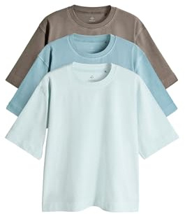 THE SET Damen Kurzarm-T-Shirts mit Rundhalsausschnitt und Stückwaschung, 3er-Pack