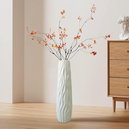 Bodenvase Groß, 58cm Hohe Bodenvasen mit 3D Texturs, Große Bodenvasen, Moderne Dekorative Große Vasen für Boden, für Wohnzimmer Esszimmer Schlafzimmer Corner Flur Büro