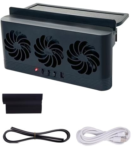 Yeaxxsqy Ventilateur de voiture à énergie solaire, 3 Modes d'alimentation, outil d'échappement à économie 'énergie, support de fenêtre pour le refroidissement et l'air frais