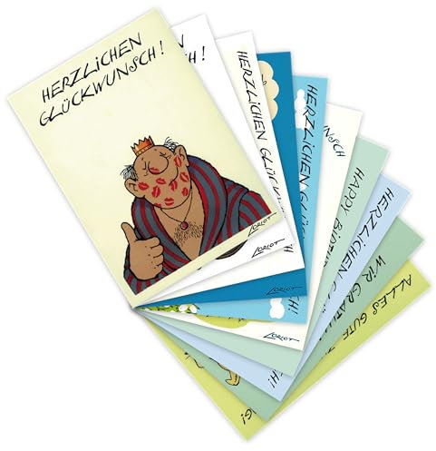 Inkognito 10er Set Postarten A6 | 10-er Mix Loriot 2 | Happy Birtday Karten mit Loriot | Gratulieren und Glückwünsche zum Geburtstag mit Witz, Charme und Satiere