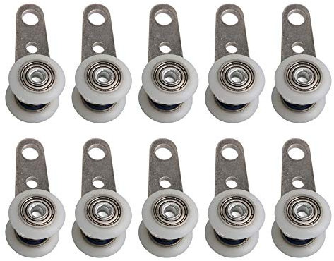 BQLZR - Lot de 10 roulettes pour baies vitrées ou portes coulissantes - en métal et en plastique - 4,5 x 1,9 cm