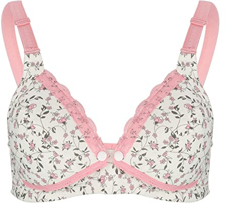 Zerodis Femme Soutien-Gorge d'allaitement Coton Floral Dentelle Fermeture Avant Femmes Enceintes Vêtements