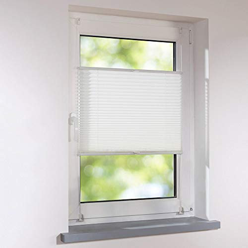 Plissee Klemmfix Faltstore UNIVERSAL Faltrollo ohne Bohren - 45 x 120 cm - altweiß