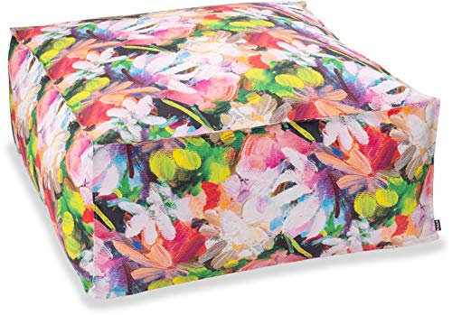 H.O.C.K. Outdoor Kissen inkl. Füllung Flower/Blumen wasserabweisend (90x90x40cm (Lounger), Mehrfarbig)