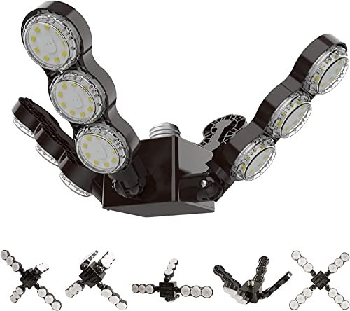 SANSI LED Garage Lighting E27 Garagenleuchte, 6000lm Werkstattlampe Led mit 4 verstellbaren Paneelen, 5000K Kaltweiss Beleuchtung für Garage, Lager, Werkstatt, Keller