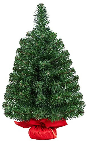 Yaheetech 2ft/60cm Mini Christmas Tree Artificial Tabletop Christmas Tree 67 PVC Tips Xmas Tree with Cement Base