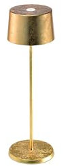 Zafferano, Olivia Pro Lampe mit Goldfarbenes Blatt, Tragbare und Wiederaufladbare Tischlampe mit Touch Control, Geeignet für Wohnzimmer und Außenbereich, Dimmer, 2700-3000 K, Höhe 35 cm