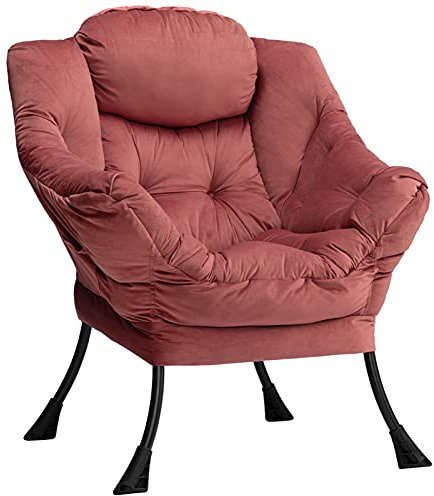 HollyHOME Sessel Ohrensessel Lesesessel Samt Sessel Wohnzimmer Schlafzimmer Relaxsessel Lounge Sessels mit Armlehnen Armlehnensessel, Rosa
