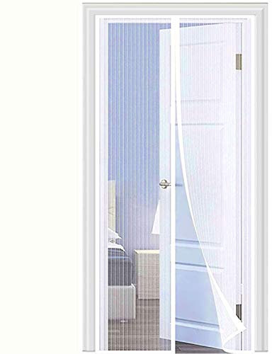 WEIZON Zanzariera Magnetica 230 x 215 cm Chiusura Automatica Tenda Zanzariera a Strisce Adatto per Porte e Finestre Familiari/Camper/Scuole - (Bianco)