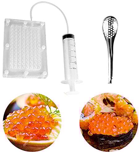 Caviar Maker Acrílico, constructor de caviar de 98 agujeros con tubo y cuchara herramienta de esferificación caviar Maker Kit para cocina molecular simple y sabrosa