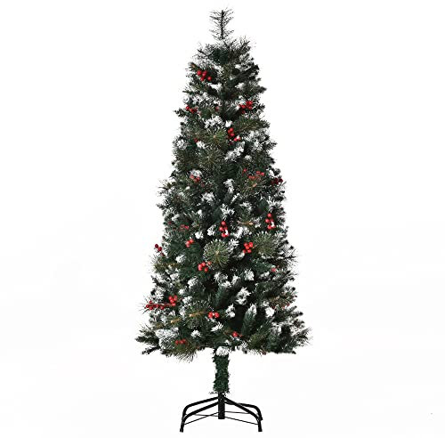 HOMCOM künstlicher Weihnachtsbaum 1,5 m Christbaum Tannenbaum 360 Äste PVC Metall Grün+Weiß Ø50 x 150 cm