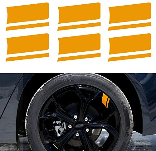 TOMALL 6 Stück Felgenstreifen, reflektierende Aufkleber für Auto, Vinyl, reflektierend, Sicherheitsdekoration, Streifen, Universal-Felgenaufkleber für Stoßstange, Kotflügel, Zubehör (gelb)