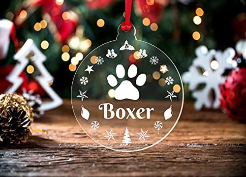 Personalisierbare Weihnachtskugel für Katzen und Hunde, aus Acryl (Hundepfote)