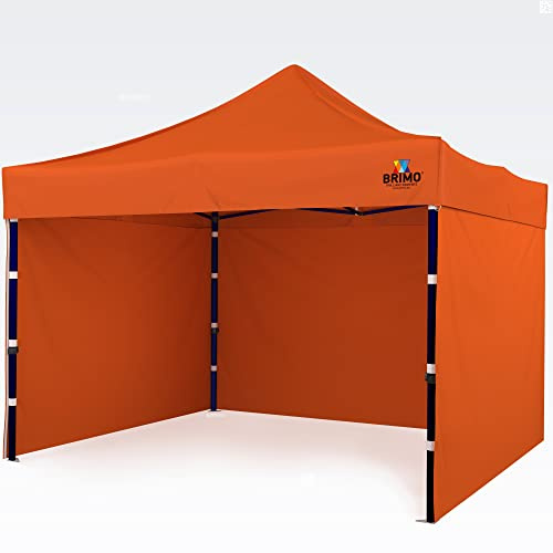 BRIMO Partyzelt 100% Wasserdicht mit 3 Seitenteilen - 5 Jahre Garantie (3x3 m, Orange)