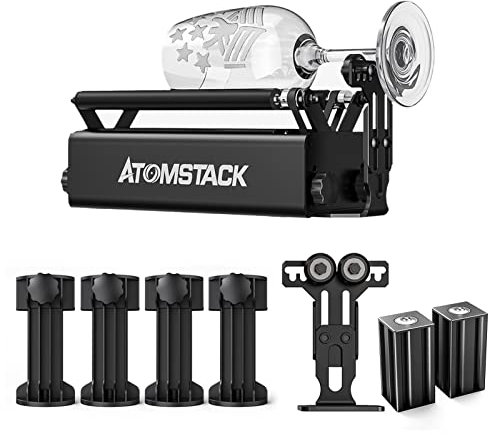 ATOMSTACK R3 Pro Laser-Rotationswalze, Lasergravur Y-Achsen-Rotationswalzen-Graviermodul 360° Rotary Roller für Laser Graviermaschine zum Lasergravieren von Zylindrischen Objekten, Dosen