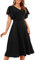 Bridesmay Black Dresses for Women Flared Sleeve Vintage Cocktail Dresses Modest Church Dresses Midi Women's Wear to Work Dresses Black L