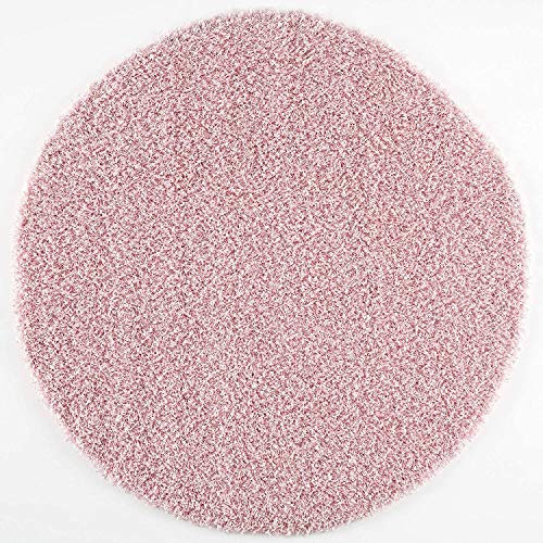 Muratap Teppich Wohnzimmer Modern - Loca Shaggy - Hochflor Teppich Weich und Warm Schmutzabweisend und Pflegeleicht Wohnzimmerteppich - Große: 120 cm - Rund - Farbe: Hellrosa