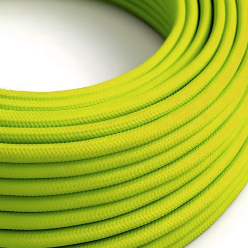 LEDSone Cable redondo de 2 núcleos de color verde claro, cable redondo de tela trenzada de 1 m, cable eléctrico de 0,75 mm para iluminación del Reino Unido.