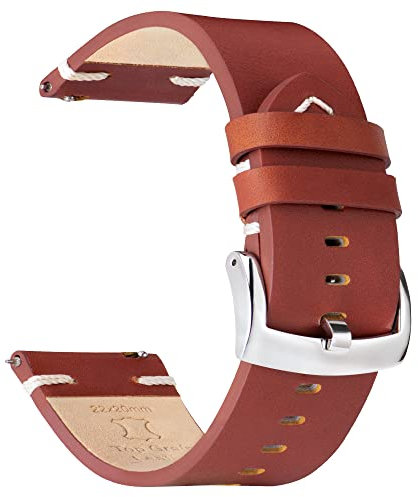 OTTOODY Leder Uhrenarmbänder 18mm 20mm 21mm 22mm, Schnellverschluss Hochwertige Vintage Armband für Herren und Damen, Eleganten Ersatz für Uhr und Smartwatch