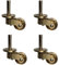 Antique Solid Brass Caster Wheels - 25mm, 360° Swivel, Vintage for Furniture - Screw Style Fitting, Polished Brass, 150kg Load Capacity - Set of 4