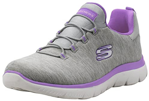 Skechers Women's Summits Quick Getaway Sneaker, Light Grey/Purple, 9