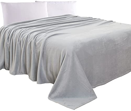 Elegant Comfort Luxuriöse samtige Decke, leichte Ganzjahresdecke, ultraplüschig, weich, gemütlich, flauschig, Flanell-Fleece für Couch, Sofa, Bett, Reisen, solides Design, Twin/Twin XL, Silbergrau