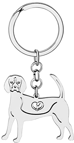 NEWEI Porte-clés Chien En Acier Inoxydable Porte-clés Chien Mignon Pour Femmes Filles Porte-monnaie Voiture Charms