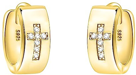 SOFIA MILANI - Damen Ohrringe 925 Silber - vergoldet/golden & mit Zirkonia Steinen - Kreuz Creole - E2163