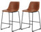 Sweetcrispy Barhocker für Thekenhöhe, 2er-Set, Leder-Barhocker, Moderne Barhocker mit Rückenlehne, 66 cm, Thekenhocker ohne Armlehnen, Barstühle mit Metallbeinen, Fußstütze