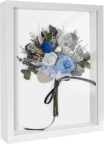haierdidi 3D Bilderrahmen Zum Befüllen Quadratisch Objektrahmen Bilderrahmen Für Objekte Fotos Kunstwerke Blumen Hochzeitsstrauß DIY Erinnerungsstücke Deko Wand Schreibtisch(Weiß)