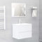 BUKSCYJS Set Mobili Da Bagno, Armadietto Specchio Bagno,Lavandino Bagno Con Mobiletto Adatto Per Bagni, Toilette, Ambienti Internibianco Lucido In Truciolato