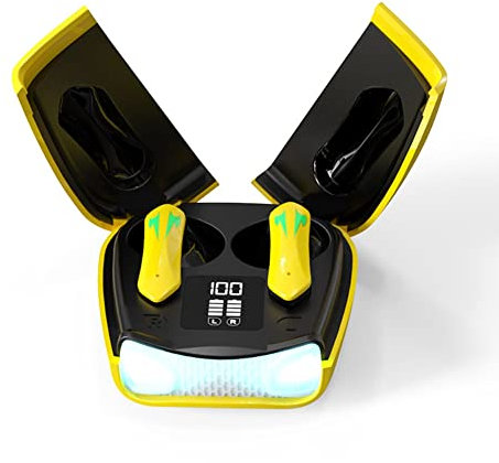 LOLPALONE X16Pro Bluetooth 5.2 Auricolare Gaming Cuffie Wireless Cuffie Impermeabili Auricolari in-Ear con Microfono, Giallo