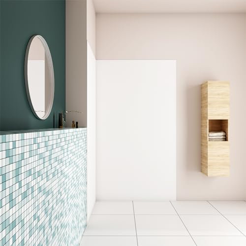 AICA Panel angular de pared para ducha en Aluminio, Blanco mate, 40x100x210cm, Revestimiento de paredes