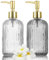 HIYAA Glass Soap, Versatile 14 Oz Dripless Pump Bottle, Refillable Liquid Hand Jar Dispenser for Bathroom, Countertop, Kitchen, Laundry Room (1Clear,1 Grey, 2 Pack), GC