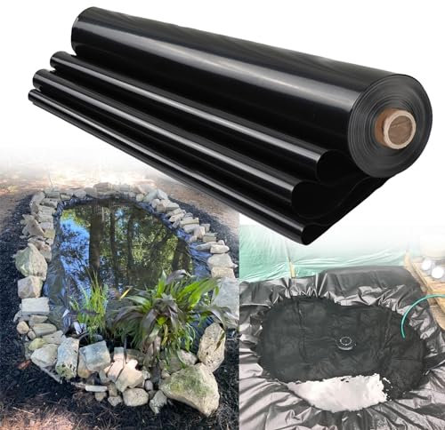 3x2.0m HDPE Teichfolie Flexibel Vorgeformte Poolfolie 0.2mm 6x6.0m Kann Wiederverwendet Teichplane für Koiteiche Brunnen Garten, UV- und witterungsbeständig Schwimmteich Folie 9x10.0m 11x13.0m(Größe:1
