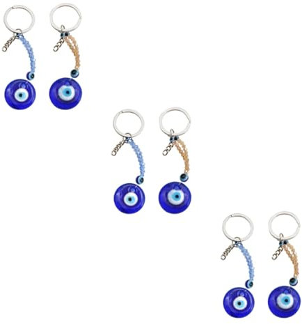 Ciieeo 6 Stk Schlüsselanhänger mit blauen Augen Taschenanhänger Schlüsselanhänger autoanhänger kaufen pkw anhänger Schlüsselringe des bösen Blicks Baumwollseil