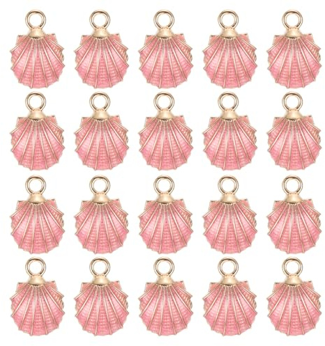 QUARKZMAN 30pz Ciondolo Conchiglie Marine, Ciondolo Placcato in Oro per Accessori Fai da Te per Telefoni Cellulari, Portachiavi, 19x13mm, Rosa