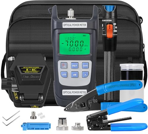 FTTH Glasfaser-Werkzeugset, 8-in-1 Glasfaserklemmen-Set, S-6C Glasfaserschneider, ausgestattet mit VFL15KM Glasfaser-Werkzeugset Y710A optischer Leistungsmesser -70 ~ + 10 dBm Glasfaser-Abisolierzange