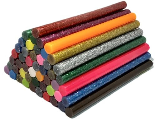 Tilswall Colour Hot Glue Sticks 50Pcs 7 * 100mm, Coloured Glue Sticks for Glue Gun, Accessories Hot Melt Glue Guns, Mini Glue Gun Sticks, for DIY, Art, Crafts, Hobbies, 17 Colors