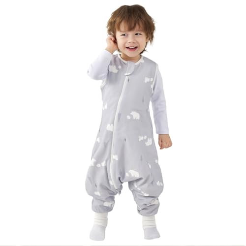 Nivolltha 1.5 TOG Schlafsack mit Füßen, 100% Baumwolle Warm Ganzjahres Premium Qualität Kinder Schlafsack mit Beinen, Bären, Größe M