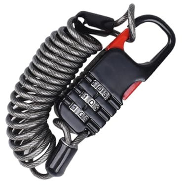 Doiyislem Lucchetto per moto, Lucchetto per casco moto | Lucchetto di sicurezza con combinazione a 3 cifre - Lucchetto retrattile antifurto, catena di bloccaggio portatile per scooter elettrico