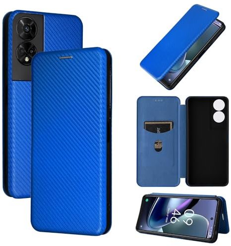 Étui à rabat pour smartphone Compatible avec TCL 50 5G, texture fine en fibre de carbone + coque hybride PC, protection complète, résistante aux chocs, étui à rabat compatible avec TCL 50 5G Étuis à r
