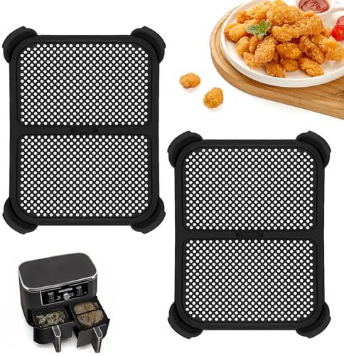 NIXRET Air Fryer Splatter Screen, 2 Hot Air Fryer Liners Accessories for Ninja Foodi MAX Dual Air Fryer AF400UK/AF451UK, Splatter Screen Protects Reusable Air Fryer Heating Coil and Fan